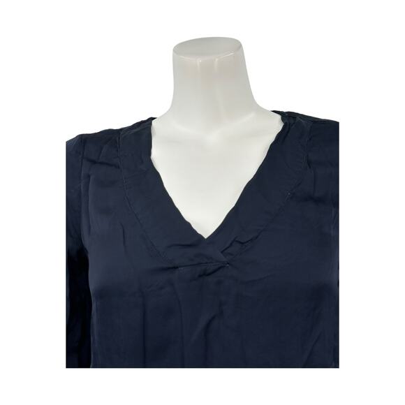 Velvet by Graham & Spencer Top Womens XS Navy Hi Lo V-Neck Casual Minimalist - Picture 2 of 10
